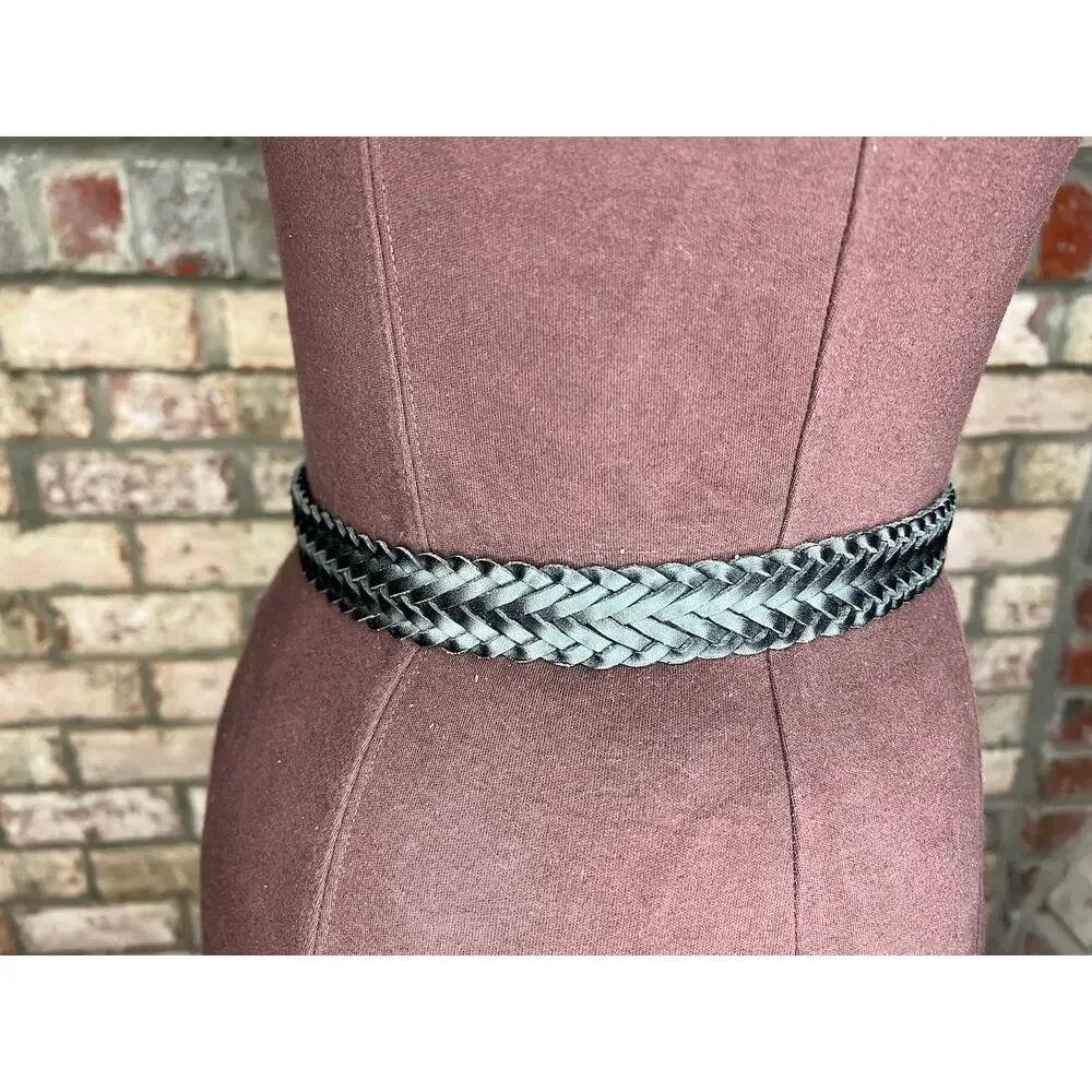 split leather belt black 1980s